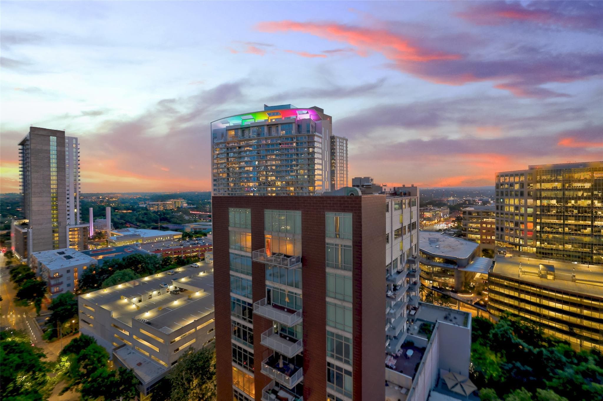 Witness magnificent sunsets over the city skyline