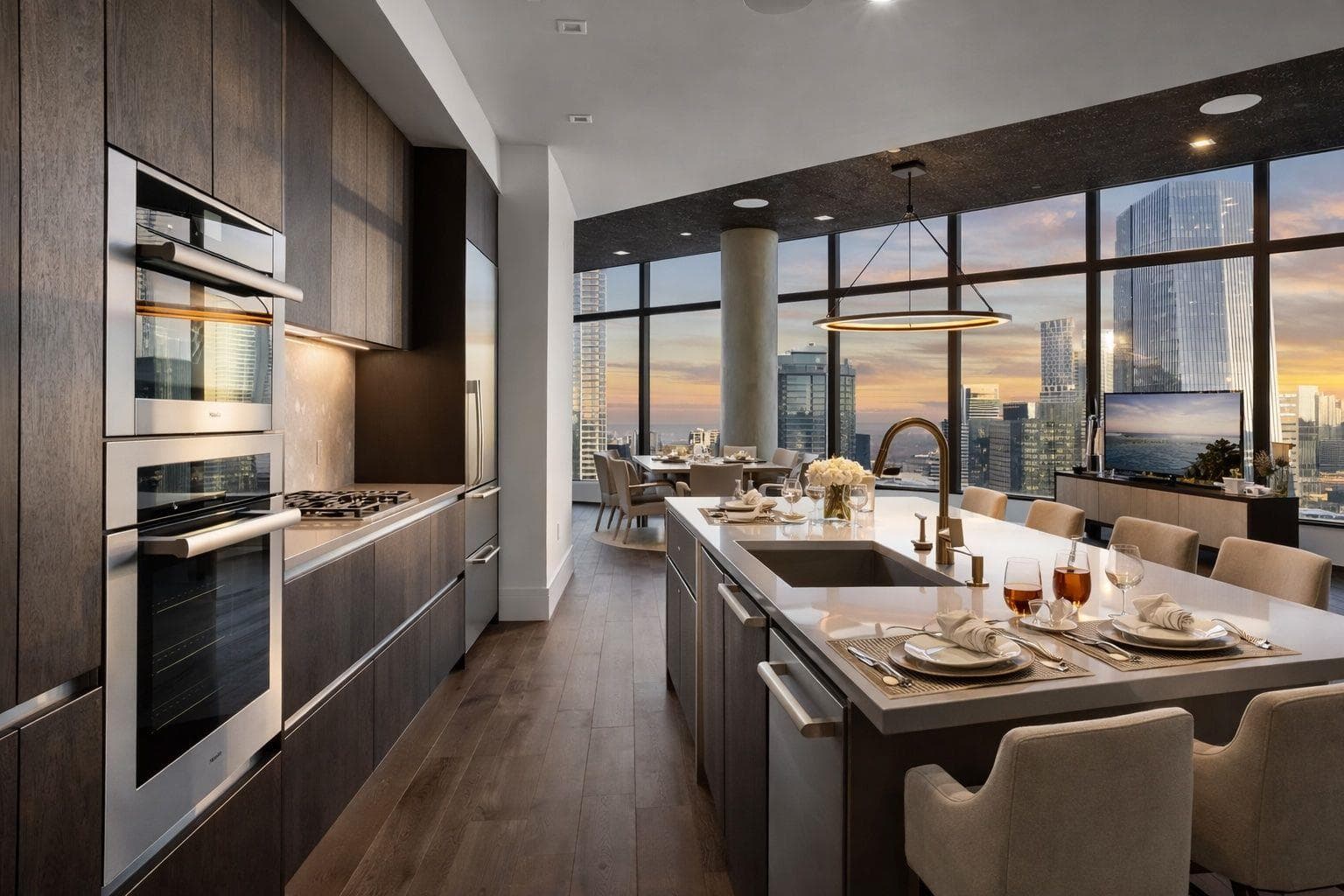 Kitchen with a kitchen breakfast bar, modern cabi